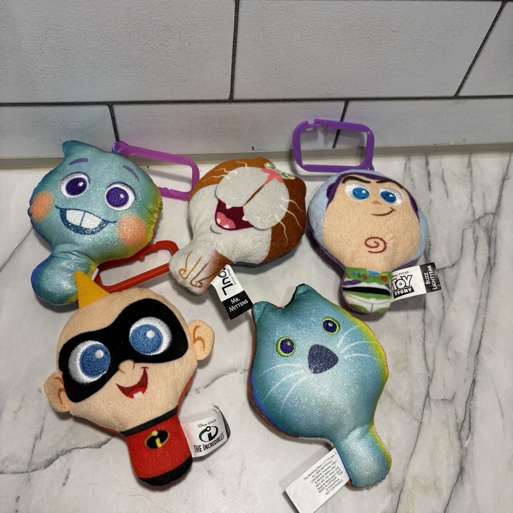 Disney Pixar McDonald's Plush Keychain Lot Jack-Jack Buzz 22 Mr Mittens Sox